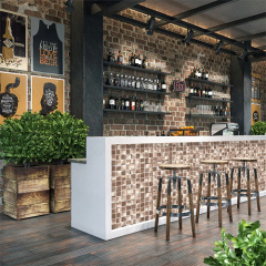 Design Art 3D Gold Metal Stainless Mosaic Bar Counter For Night Club