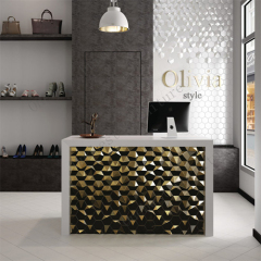 Design Art 3D Gold Metal Stainless Mosaic Bar Counter For Night Club