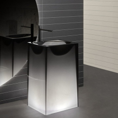 Transparent Floor Type Toilet Wash Basin With Taps Custom Design