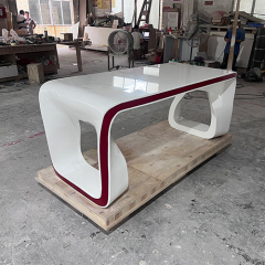 Red And White Stone Kids Home Office Desk With Back Bookshelf