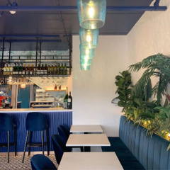 Hanex Solid Surface Bar Counter Top Blue Bar Decoration with Chairs
