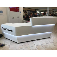 Krion Solid Surface Reception Desk with Metal Logo and Led