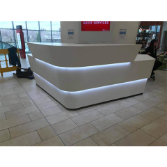 Krion Solid Surface Reception Desk with Metal Logo and Led