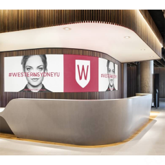 Curved LED Display Indoor Counters Office Building Reception Desk