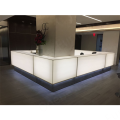 Corian Translucent Stone White Led Computer Office Reception Desk