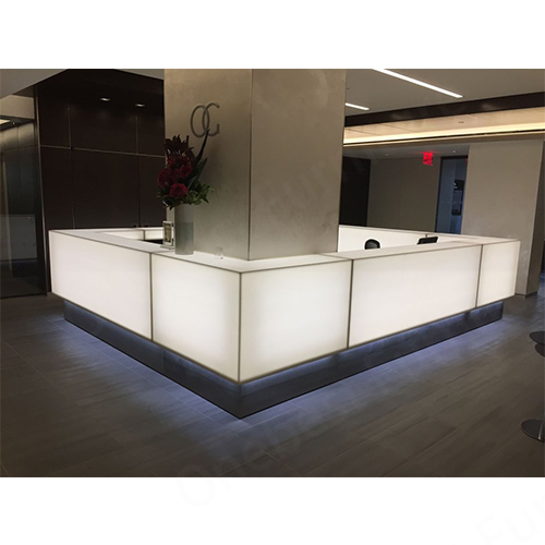 Corian Translucent Stone White Led Computer Office Reception Desk