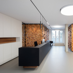 Black Corian Clinic/Dental Office Reception Desk Idea Led Service Counter