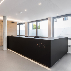 Black Corian Clinic/Dental Office Reception Desk Idea Led Service Counter
