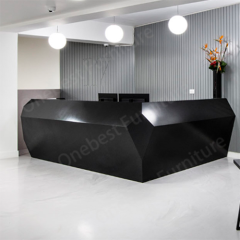 Black Corian Clinic/Dental Office Reception Desk Idea Led Service Counter