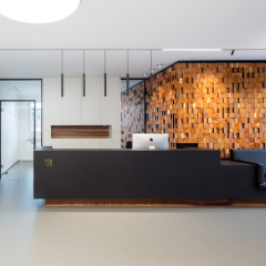 Black Corian Clinic/Dental Office Reception Desk Idea Led Service Counter