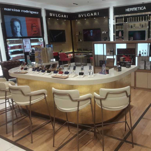 White and Gold Corian Bar Counter Project Led Bar Stool and Chairs