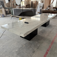 White Corian Marble Office Meeting Table Stone Conference Tables