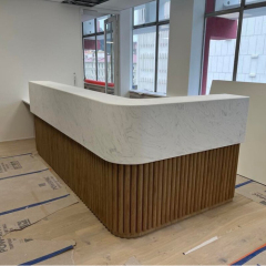Corian Marble Reception Desk Top Wooden Tube Decoration Counters