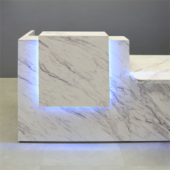 Corian Marble Reception Desk Top Wooden Tube Decoration Counters