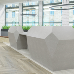 Corian Marble Reception Desk Top Wooden Tube Decoration Counters