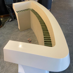Oval Shape Trade Show Reception Desk with Back Wall for Cafe Shop