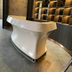 Oval Shape Trade Show Reception Desk with Back Wall for Cafe Shop