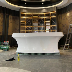 Oval Shape Trade Show Reception Desk with Back Wall for Cafe Shop