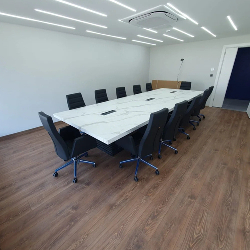 Console Conference Table Modern Natural Marble Meeting Desk and Chairs