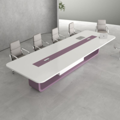 Semi Gloss White and Orange Office Conference Table and Chairs