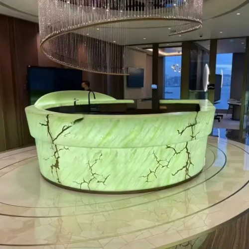 Italian Design Corian Green Onyx Stone Bar Counter for High End Bars