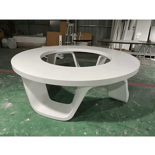 High-grade Round Corian Marble Conference Tables with Glass Decoration