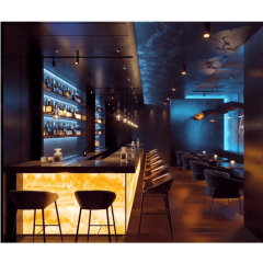 Milwaukee Design Warm White Led Hotel Bar Counters Sintered Stone Equipments
