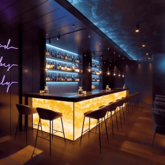 Milwaukee Design Warm White Led Hotel Bar Counters Sintered Stone Equipments