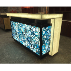 Turkey Natural Agate/Onyx Stone I Shape LED Bar Counter for Kitchen