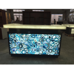 Turkey Natural Agate/Onyx Stone I Shape LED Bar Counter for Kitchen