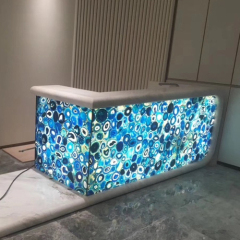UK Limestone LED Home Drink Bar Counter Sets with Bar Stools