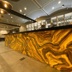 Black Corian Counter Top Glow LED Onyx Hotel Lounge Furniture
