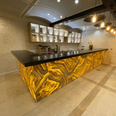 Black Corian Counter Top Glow LED Onyx Hotel Lounge Furniture