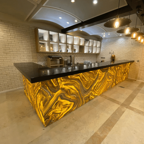 Black Corian Counter Top Glow LED Onyx Hotel Lounge Furniture