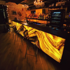 Black Corian Counter Top Glow LED Onyx Hotel Lounge Furniture
