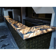 Front Corian Counters Decoration Led Onyx Stone Mosaic Design Bar Counter
