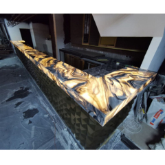 Front Corian Counters Decoration Led Onyx Stone Mosaic Design Bar Counter