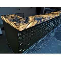 Front Corian Counters Decoration Led Onyx Stone Mosaic Design Bar Counter
