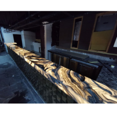 Front Corian Counters Decoration Led Onyx Stone Mosaic Design Bar Counter