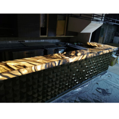 Front Corian Counters Decoration Led Onyx Stone Mosaic Design Bar Counter