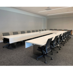 Large Size U Shape Acrylic Solid Surface Conference Table 24 Persons Meeting Desk