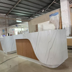 Custom Corian Marble Colour Front Counter Modern Solid Wood Reception Desk