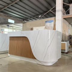 Custom Corian Marble Colour Front Counter Modern Solid Wood Reception Desk