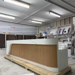 Custom Corian Marble Colour Front Counter Modern Solid Wood Reception Desk