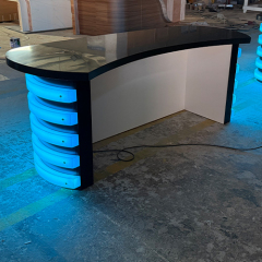 Black Corian Top LED Broadcast Room Desk Talk Show Studio Furniture