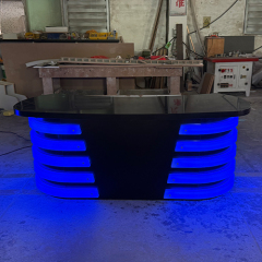 Black Corian Top LED Broadcast Room Desk Talk Show Studio Furniture