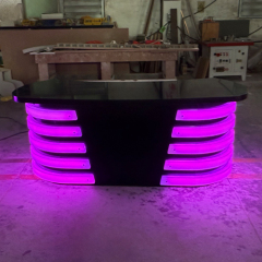 Black Corian Top LED Broadcast Room Desk Talk Show Studio Furniture