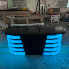Black Corian Top LED Broadcast Room Desk Talk Show Studio Furniture
