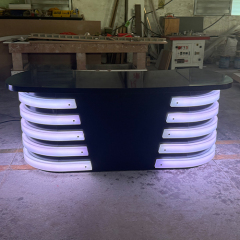 Black Corian Top LED Broadcast Room Desk Talk Show Studio Furniture