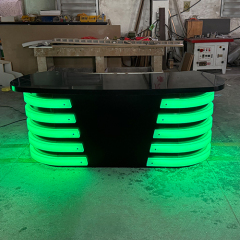 Black Corian Top LED Broadcast Room Desk Talk Show Studio Furniture